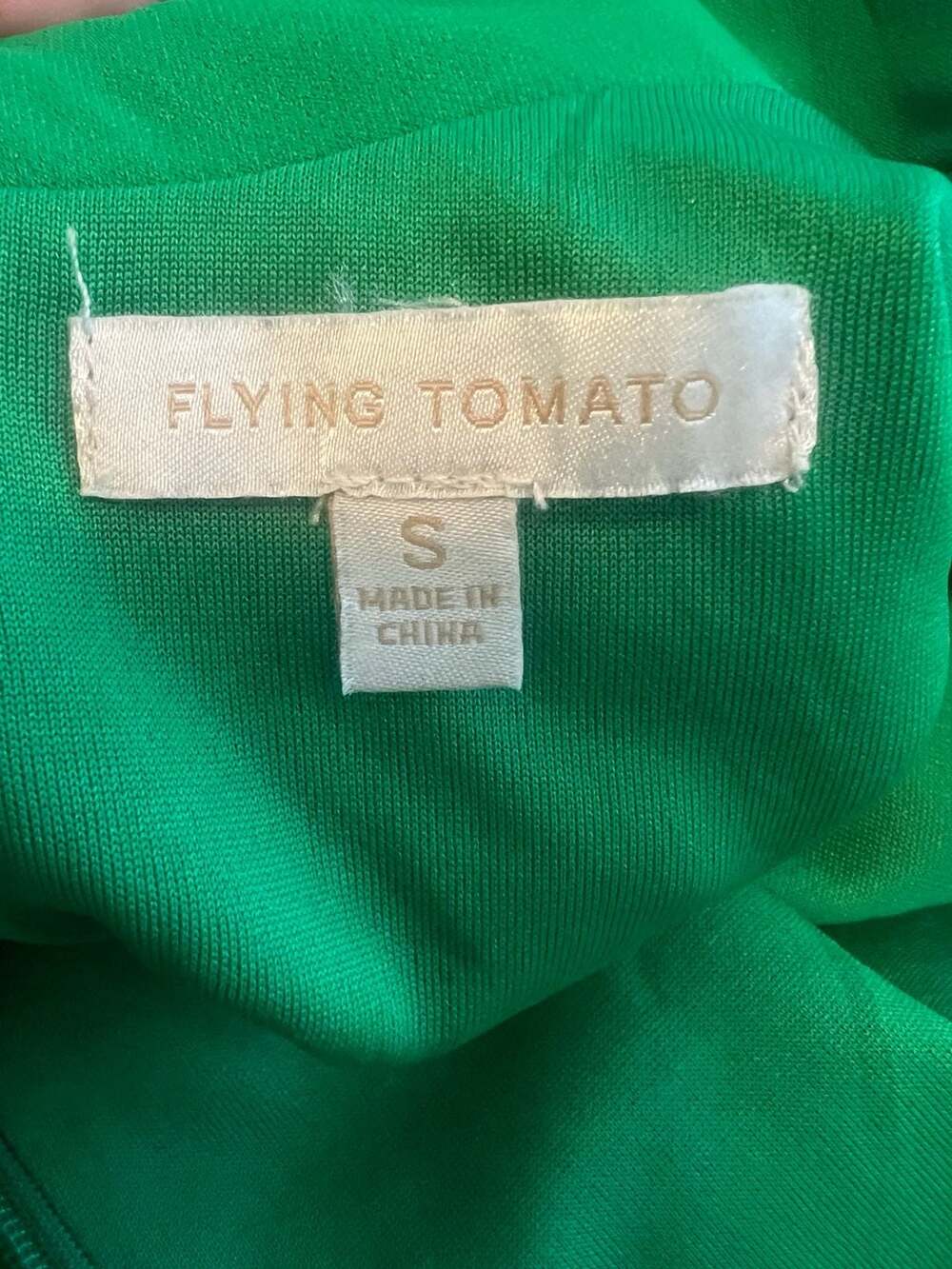 Flying Tomato Green Puff Sleeve Mock Neck Mini Dress Size S - Picture 4 of 4